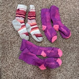 Purple and Pink girls wool Socks